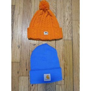 Stussy carhartt Women's winter blue beanie hat orange